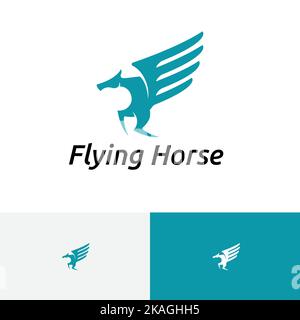 Flying Horse Wing Pegasus Beautiful Elegant Logo Illustrazione Vettoriale