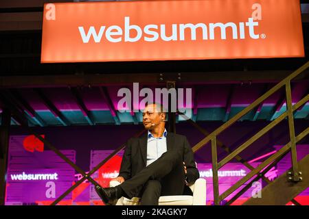 Lisbona, Portogallo. 02nd Nov 2022. Gilberto Silva, vincitore della Coppa del mondo in Brasile, si rivolge al pubblico durante la seconda giornata del Web Summit 2022 a Lisbona. Credit: SOPA Images Limited/Alamy Live News Foto Stock