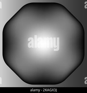 Un diamante nero di forma ottagonale, ottagonale tridimensionale, gemma gioielli, sfondo grigio sfumato, illustrazione in diamante nero Foto Stock