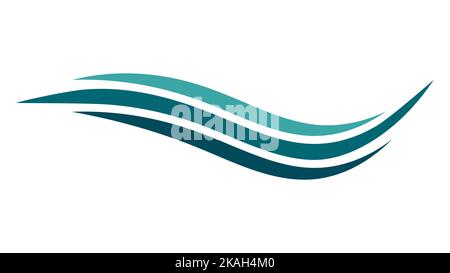 Profondo mare di teal, acqua di mare ondulato oceano, forma ondulato Illustrazione Vettoriale