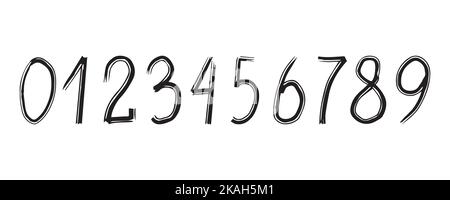 Illustrazione vettoriale di una raccolta di numeri. Numeri. Numeri di serie. Figure cartoni animati. Raccolta da zero a nove Illustrazione Vettoriale