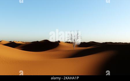 Paesaggio desertico semplificato. 3D rendering. Foto Stock