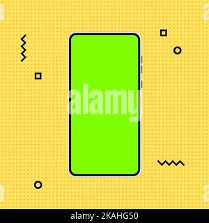 Telefono moderno in stile piatto con un posto per inserire un'immagine o un video Illustrazione Vettoriale