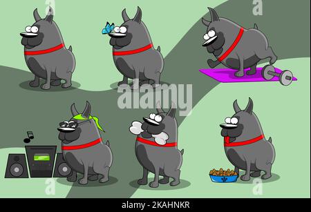Illustrazione di un cane paque che va circa il suo commercio Illustrazione Vettoriale
