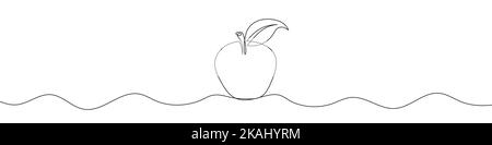 Continuous line drawing of apple. The apple one line icon. One line drawing background. Vector illustration. Apple black icon Illustrazione Vettoriale