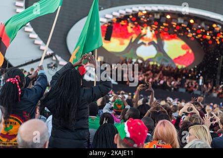 Concerto Faith.Hope.Love dedicato ai pellegrini arrivati in Polonia per la Giornata Mondiale della Gioventù a Varsavia, Polonia, il 21 luglio 2016 (Foto di Mateusz Wlodarczyk/NurPhoto) *** Please use Credit from Credit Field *** Foto Stock