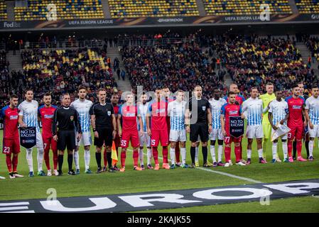 FC Zurigo e Steaua Bucarest all'inizio della UEFA Europa League 2016-2017, gioco di gruppo L tra FC Steaua Bucharest ROU e FC Zurich (sui) all'Arena Nazionale di Bucarest, Romania ROU, il 20 ottobre 2016. Foto Stock