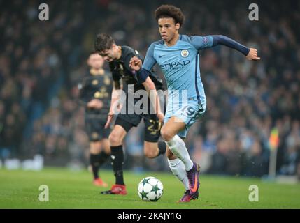 Manchester City's Leroy sane durante UEFA Champions League - Gruppo C incontro tra Manchester City e Celtic al City of Manchester Stadium 06 Dic 2016 (Photo by Kieran Galvin/NurPhoto) *** Please use Credit from Credit Field *** Foto Stock