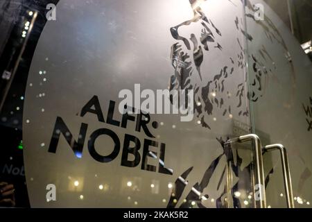 Illustrazione del Museo Alfred Nobel, a Stoccolma, Svezia, il 25 dicembre 2016. (Foto di Michael Bunel/NurPhoto) *** Please use Credit from Credit Field *** Foto Stock