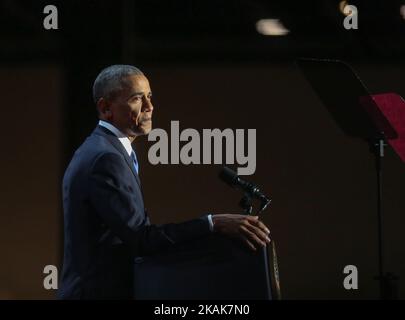 Il Presidente Barack Obama consegna il suo discorso di addio al McCormick Place di Chicago, Illinois, USA, il 10 gennaio 2017. (Foto di Emily Molli/NurPhoto) *** Please use Credit from Credit Field *** Foto Stock