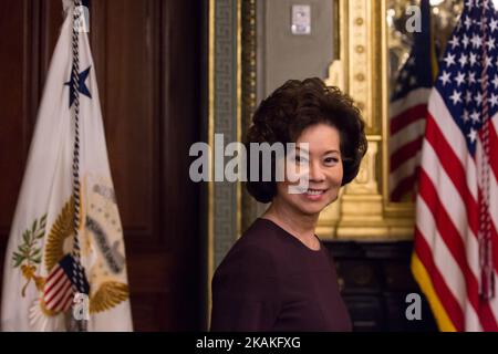 Martedì 31 gennaio, Elaine Chao entra per aver giurato come Segretario ai Trasporti, presso l'Ufficio Cerimoniale della Vice PresidentÂ nell'edificio Eisenhower Executive Office della Casa Bianca. (Foto di Cheriss May/NurPhoto) *** Please use Credit from Credit Field *** Foto Stock