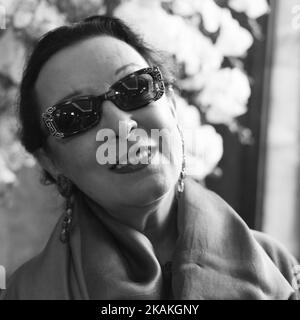 La cantante spagnola Martirio si propone per un photoshoot nel Teatro della Zarzuela di Madrid. Spagna. 3 febbraio 201 (Foto di Oscar Gonzalez/NurPhoto) *** si prega di utilizzare il credito dal campo di credito *** Foto Stock