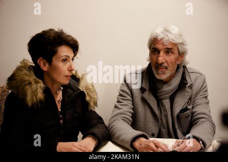 Il Presidente Mostra D'Oltremare Donatella Chiodo (L) e il Presidente del CNA Campania Giuseppe Oliviero durante la conferenza, il 10 marzo 2017. L'occupazione del centro congressi, 'Mostra D'Oltremare' è stata organizzata dai centri sociali di Napoli, contro Matteo Salvini, l'evento ha 100 persone. (Foto di Paolo Manzo/NurPhoto) *** Please use Credit from Credit Field *** Foto Stock