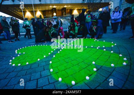 Un gruppo di adulti non documentati che vivono in Irlanda e i loro sostenitori tengono una manifestazione al di fuori della Banca Centrale di Dublino, a sostegno di tutti coloro che non sono documentati negli Stati Uniti il giorno in cui Taoiseach Enda Kenny incontra il presidente degli Stati Uniti Donald Trump alla Casa Bianca. Giovedì 16 marzo 2017 a Dublino, Irlanda. (Foto di Artur Widak/NurPhoto) *** Please use Credit from Credit Field *** Foto Stock