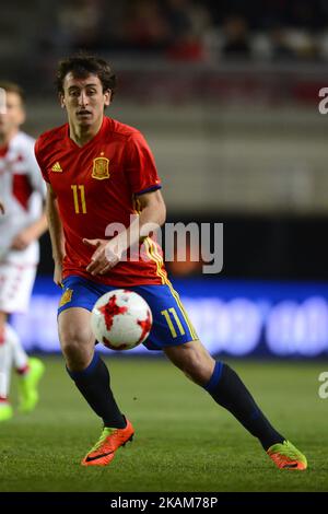 Mikel Oyarzabal (Real Sociedad) durante la partita amichevole delle squadre nazionali U21 di Spagna contro Danimarca nello stadio Nueva Condomina, Murcia, SPAGNA. Marzo 23rd 2017 . (Foto di Jose Breton/Nurphoto) (Foto di Jose Breton/NurPhoto) *** Please use Credit from Credit Field *** Foto Stock