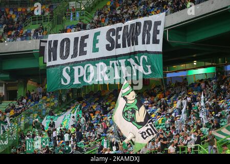 Tifosi sportivi durante la partita della Premier League 2016/17 tra Sporting CP e Boavista FC, allo stadio Alvalade di Lisbona il 18 gennaio 2016. (Foto di Bruno Barros / DPI / NurPhoto) *** Please use Credit from Credit Field *** Foto Stock