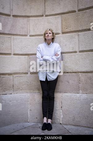 Il romanziere americano Siri Hustvedt a Barcellona, Spagna, si presenta alla stampa durante la presentazione della sua ultima compilation a Barcellona, 21 aprile 2017. (Foto di Miquel Llop/NurPhoto) *** Please use Credit from Credit Field *** Foto Stock