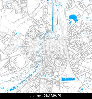 Leuven, Brabante Fiammingo, Belgio mappa vettoriale ad alta risoluzione con percorsi modificabili. Contorni luminosi per le strade principali. Usalo per qualsiasi ba stampata e digitale Illustrazione Vettoriale