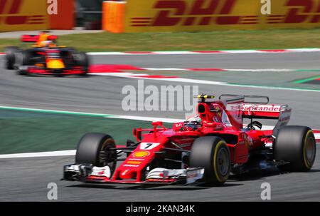 La Ferrari di Kimi Raikkonen durante le qualifiche della Formula 1 GP di Spagna, svoltasi sul circuito Barcelona-Catalunya, il 13 2017 maggio. (Foto di Urbanandsport/NurPhoto) *** Please use Credit from Credit Field *** Foto Stock