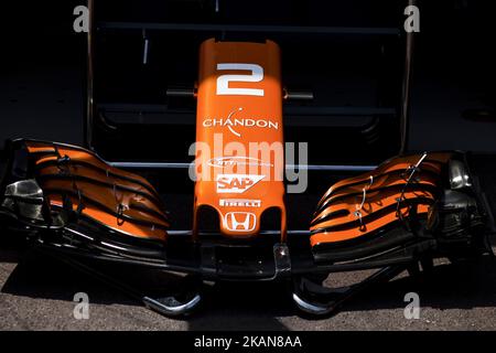 McLaren dettaglio ala anteriore di 02 VANDOORNE Stoffel da Belgim durante il Gran Premio di Monaco del campionato FIA di Formula 1, a Monaco il 24th del 2017. (Foto di Xavier Bonilla/NurPhoto) *** Please use Credit from Credit Field *** Foto Stock