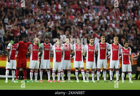 I giocatori di Ajax Amsterdam posano per una foto di squadra prima della partita di calcio finale della UEFA Europa League Ajax Amsterdam contro Manchester United il 24 maggio 2017 alla Friends Arena di Solna, fuori Stoccolma. (Foto di Ahmad Mora/NurPhoto) *** Please use Credit from Credit Field *** Foto Stock