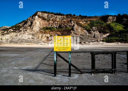 Cratere, Solfatara di Pozzuoli, Italia il 29 giugno 2017, è uno dei quaranta vulcani che compongono i campi Flegrei ed è situato a circa tre chilometri dal centro della città di Pozzuoli (Foto di Paolo Manzo/NurPhoto) *** Please use Credit from Credit Field *** Foto Stock