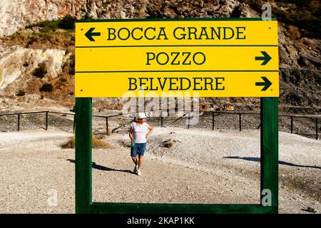 Cratere, Solfatara di Pozzuoli, Italia il 29 giugno 2017, è uno dei quaranta vulcani che compongono i campi Flegrei ed è situato a circa tre chilometri dal centro della città di Pozzuoli (Foto di Paolo Manzo/NurPhoto) *** Please use Credit from Credit Field *** Foto Stock