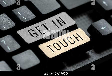 Visualizzazione concettuale mettersi in contatto. Business Concept Benvenuti nel team Adaptation Collaboration qualcuno assunto Abstract Typing nuovo programma antivirus Foto Stock