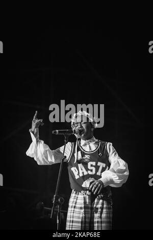 La cantante e cantautrice Lauryn Hill si esibisce dal vivo sul palco al Rock in Roma 2017, Roma, Italia, il 09 giugno 2017. (Foto di Giuseppe Maffia/NurPhoto) *** Please use Credit from Credit Field *** Foto Stock