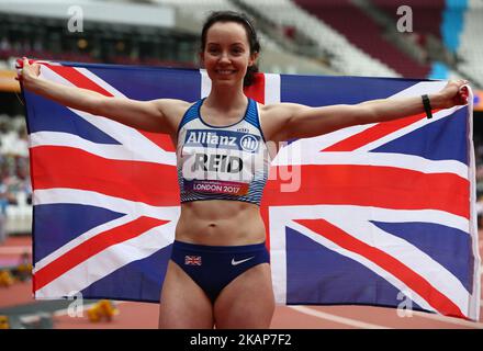 Stef Reid di Gran Bretagna vincitore del Long Jump T44 durante i Campionati IPC World Para Athletics al London Stadium di Londra, Regno Unito, il 15 luglio 2017. (Foto di Kieran Galvin/NurPhoto) *** Please use Credit from Credit Field *** Foto Stock