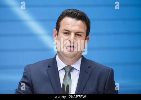 Il Segretario Generale del Partito socialdemocratico (SPD) Hubertus Heil interviene alla manifestazione 'Zukunft. Gerechtigkeit. Europa' (Future, Equitiy, Europe) presso il quartier generale della SPD Willy-Brandt-Haus a Berlino, Germania, il 16 luglio 2017. (Foto di Emmanuele Contini/NurPhoto) *** Please use Credit from Credit Field *** Foto Stock