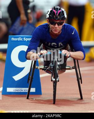 Amanda McGrory of USA gareggia la finale femminile del 800m F54 durante i campionati mondiali di Para Athletics allo stadio di Londra il 19 luglio 2017 (Photo by Kieran Galvin/NurPhoto) *** Please use Credit from Credit Field *** Foto Stock