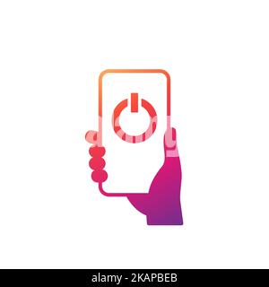 pulsante off sullo schermo del telefono, icona del vettore Illustrazione Vettoriale