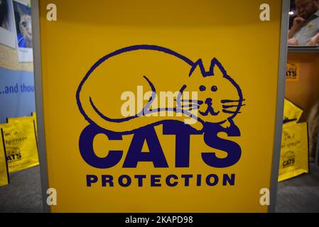 Uno stand Cat Protection è stato visto all'Excel, Londra, il 29 luglio 2017. CATS Protection, ex Cat Protection League, è un ente benefico del Regno Unito dedicato al salvataggio e al rehoming di gatti randagi, non desiderati o senza casa e all'educazione delle persone sui gatti e sul benessere dei gatti. L'organizzazione è stata fondata come Cats Protection League il 16 maggio 1927. (Foto di Alberto Pezzali/NurPhoto) *** Please use Credit from Credit Field *** Foto Stock