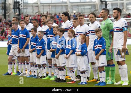 Giocatori di Sampdoria durante la partita amichevole pre-stagione tra Manchester United e Sampdoria allo stadio Aviva di Dublino, Irlanda il 2 agosto 2017 (Foto di Andrew Surma/NurPhoto) *** Please use Credit from Credit Field *** Foto Stock