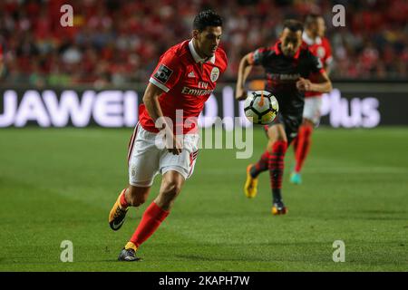 Bendificas ha fatto avanzare Raul Jimenez dal Messico durante la partita della Premier League 2017/18 tra SL Benfica e SC Braga, al Luz Stadium di Lisbona il 9 agosto 2017. (Foto di Bruno Barros / DPI / NurPhoto) *** Please use Credit from Credit Field *** Foto Stock