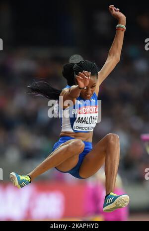 Chantel Malone di British Virgin Island salta nella finale di Long Jump ai Mondiali IAAF 2017 di atletica al London Stadium di Londra, Regno Unito, il 11 agosto 2017. (Foto di Ulrik Pedersen/NurPhoto) *** Please use Credit from Credit Field *** Foto Stock