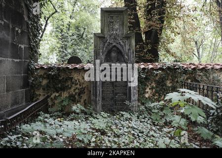 Il cimitero di Olsany è il più grande cimitero della città di Praga, è stato creato nel 1680. 15 agosto 2017 Repubblica Ceca (Foto di Oscar Gonzalez/NurPhoto) Foto Stock