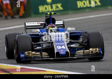 94 WEHRLEIN Pascal dalla Germania di Sauber F1 durante il Gran Premio del Belgio di Formula uno al circuito di Spa-Francorchamps il 25 agosto 2017 a Spa, Belgio. (Foto di Xavier Bonilla/NurPhoto) Foto Stock