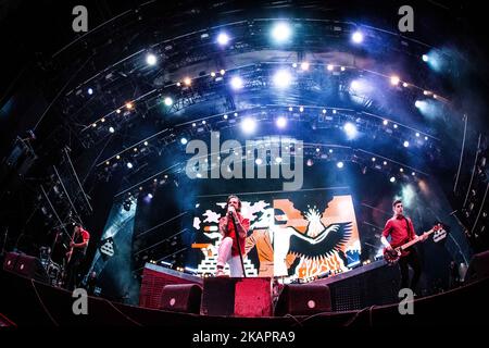 Il gruppo punk rock canadese Billy Talent ha suonato dal vivo al Lowlands Festival 2017 Biddinghuizen, Olanda, il 20 agosto 2017 durante il terzo giorno del famoso festival di musica olandese. (Foto di Roberto Finizio/NurPhoto) Foto Stock