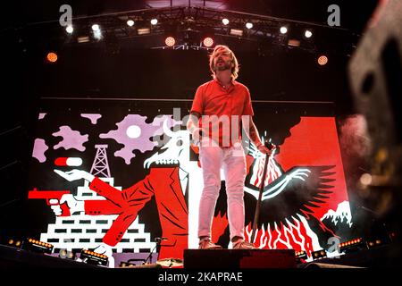 Benjamin Kowalewicz della band punk rock canadese Billy Talent che ha suonato dal vivo al Lowlands Festival 2017 Biddinghuizen, Olanda il 20 agosto 2017 durante il terzo giorno del famoso festival di musica olandese. (Foto di Roberto Finizio/NurPhoto) Foto Stock