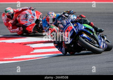 25 MAVERICK VINALES (Spagna), Movistar Yamaha MotoGP Team, Yamaha YZR-M1 machine, Gran Premio Tribul Mastercard di San Marino e della Riviera di Rimini, in occasione del Qualifing MotoGP al circuito mondiale Marco Simoncelli per il 13th° round del Campionato del mondo MotoGP, Dal 8th al 10th 2017 settembre a Misano Adriatico il 9 settembre 2017. (Foto di Felice Monteleone/NurPhoto) Foto Stock