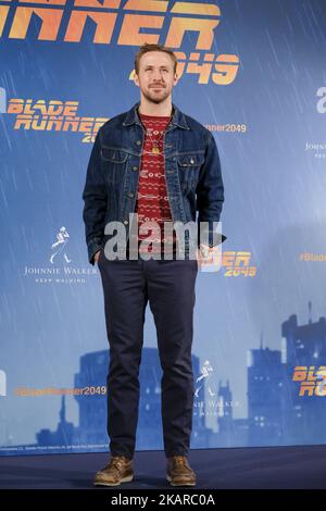 L'attore canadese Ryan Gosling posa durante la foto del film 'Blade Runner 2049' a Madrid il 19 settembre 2017 (Foto di Oscar Gonzalez/NurPhoto) Foto Stock