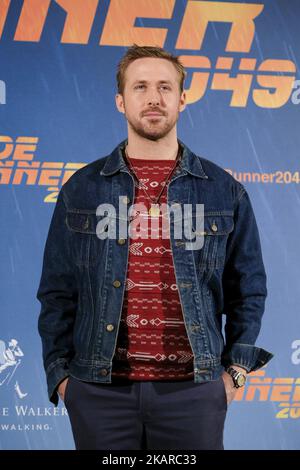 L'attore canadese Ryan Gosling posa durante la foto del film 'Blade Runner 2049' a Madrid il 19 settembre 2017 (Foto di Oscar Gonzalez/NurPhoto) Foto Stock