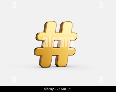 3d immagine dell'icona # o hashtag su sfondo grigio con ombra Foto Stock