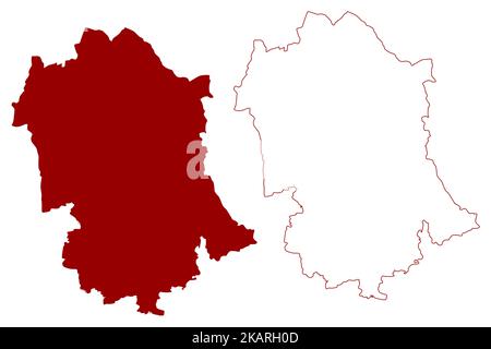 Illustrazione vettoriale della mappa del distretto non metropolitano di Utttlesford (Regno Unito di Gran Bretagna e Irlanda del Nord, contea cerimoniale Essex, Inghilterra), Illustrazione Vettoriale