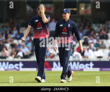 Inghilterra Eoin Morgan durante il 4th Royal London One Day International Series match tra Inghilterra e Indie occidentali al Kia Oval, Londra il 27 settembre , 2017 (Photo by Kieran Galvin/NurPhoto) Foto Stock