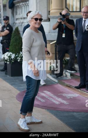 Glenn Close è visto arrivare al Maria Cristina Hotel durante 65th San Sebastian International Film Festival il 28 settembre 2017 a San Sebastian, Spagna. (Foto di COOLMedia/NurPhoto) Foto Stock