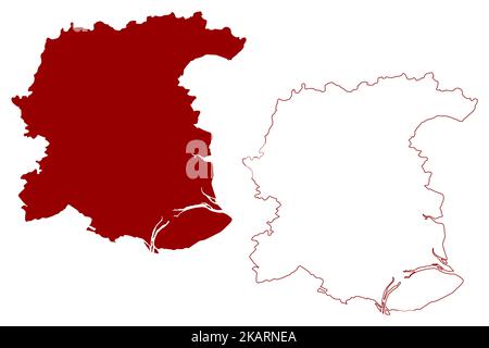 Colchester non-Metropolitan District, Borough and City (Regno Unito di Gran Bretagna e Irlanda del Nord, cerimoniale contea Essex, Inghilterra) mappa ve Illustrazione Vettoriale