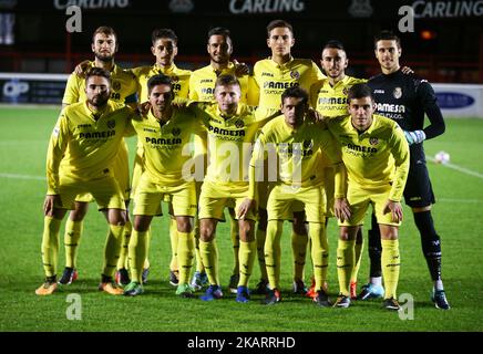 Villarreal Under 23s Team Shoot durante la Premier League International Cup match tra West Ham United Under 23s e Villarreal Under 23s a Dagenham e Redbridge Football Club Chigwell Construction Stadium, Dagenham, Inghilterra, il 04 ottobre 2017. (Foto di Kieran Galvin/NurPhoto) Foto Stock